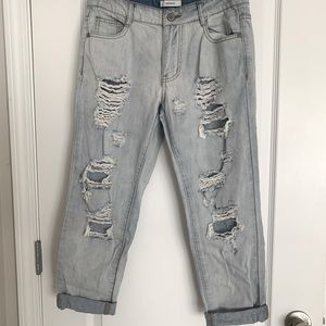 Blue Asphalt ripped capri jeans